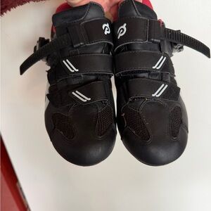 Peloton Black Cycling Shoes with Red Interior